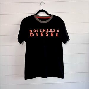 Diesel Vintage Streetwear Cotton Black and Orange T-Shirt Size M